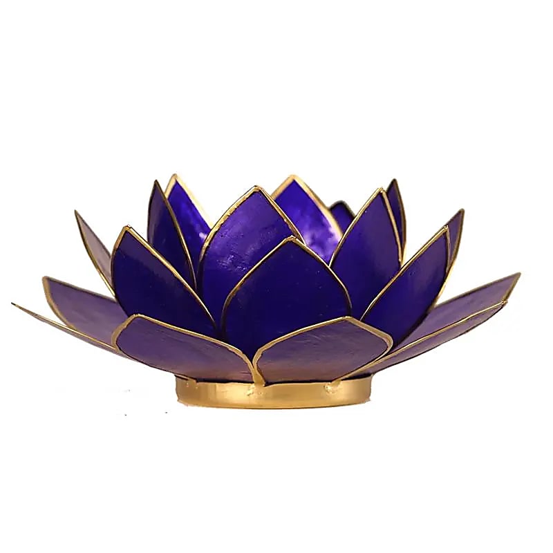 Lotus Atmospheric Light 6th Chakra Indigo Gold Trim - 13,5 Cm