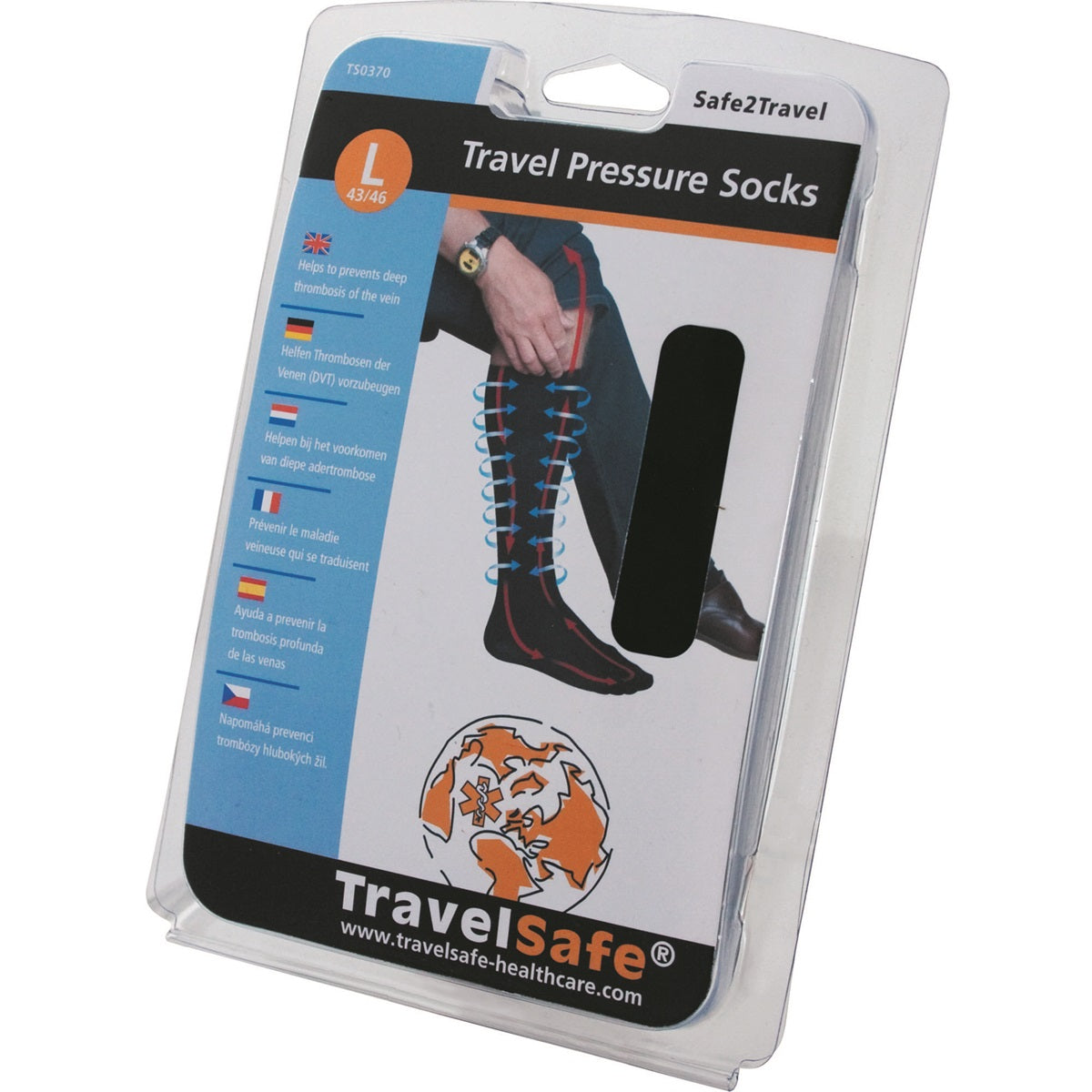 Meias de viagem de compressão Travelsafe L (tamanho 43-46)
