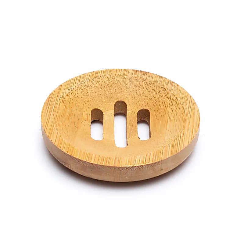 Porta sabonete de bambu redondo - conjunto de 4 peças - 8cm