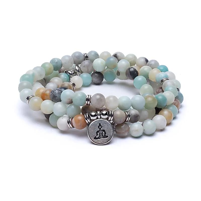 Mala Amazon Sten Elastik Med Buddha - 0,8 Cm