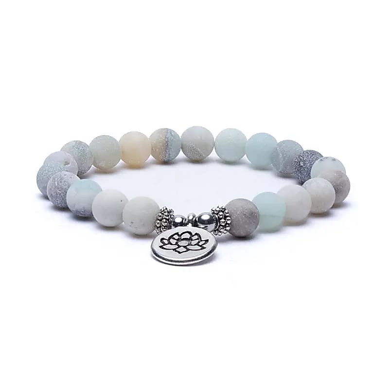 Mala/armband Amazon Steen Elastisch Met Lotus --verpakking van 2 stuks - 0,8 cm