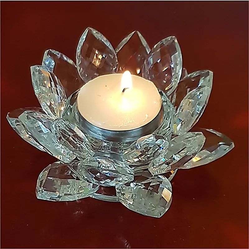 Suport Lumanare Lotus Cristal M - 4,5x11 Cm