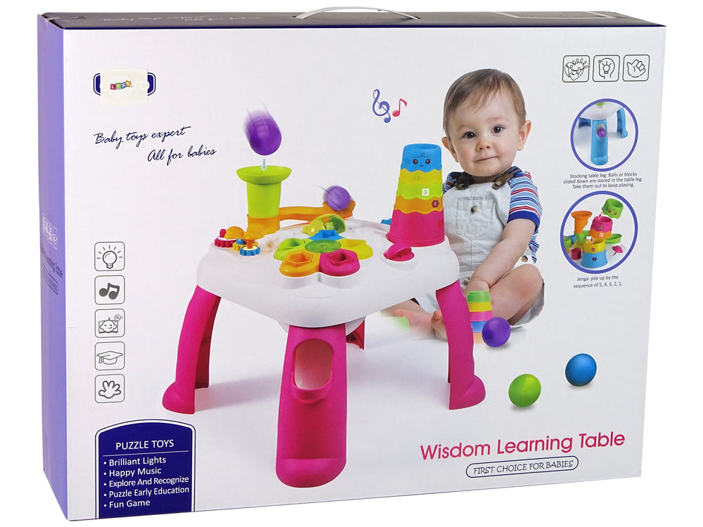Interactive Educational Table Ball Sorter Slide Pink
