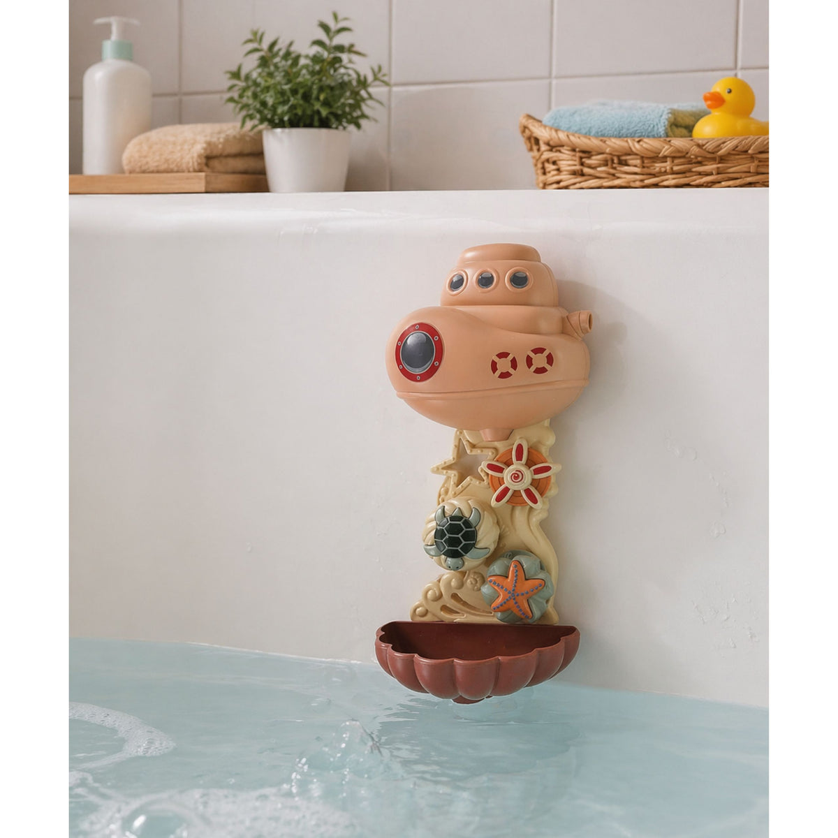 Bath Toys Set: Ship Sea Animals Waterfall Suction Cups