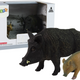 Set Of 2 Figurines Wild Boar With Young Forest Animals Series