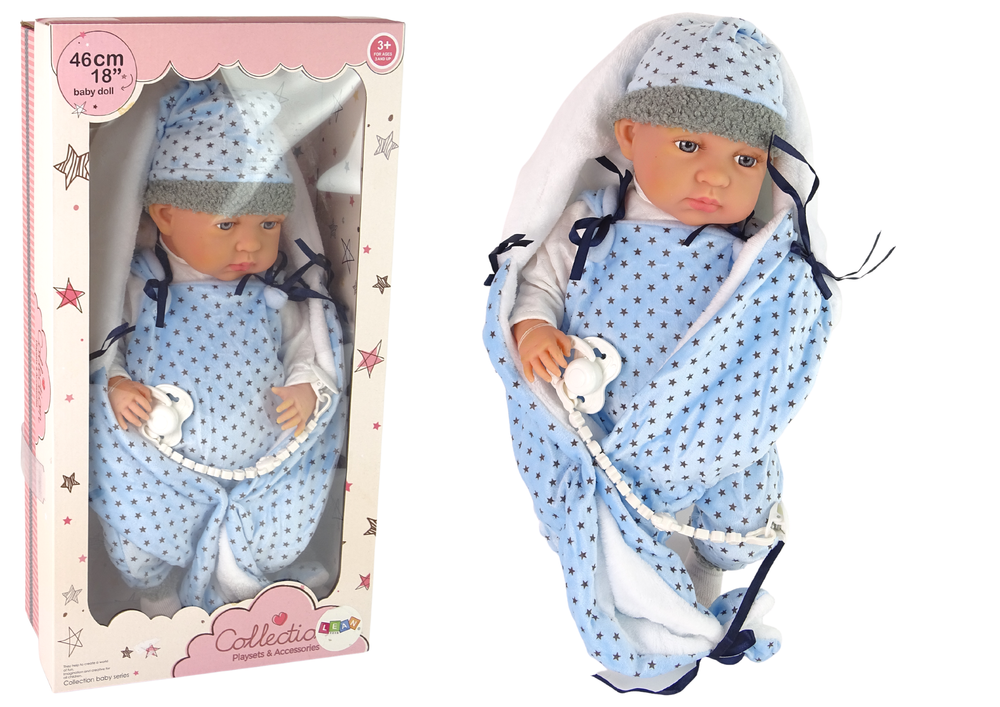 Baby Doll 46 Cm Blue Dummy Star Blanket