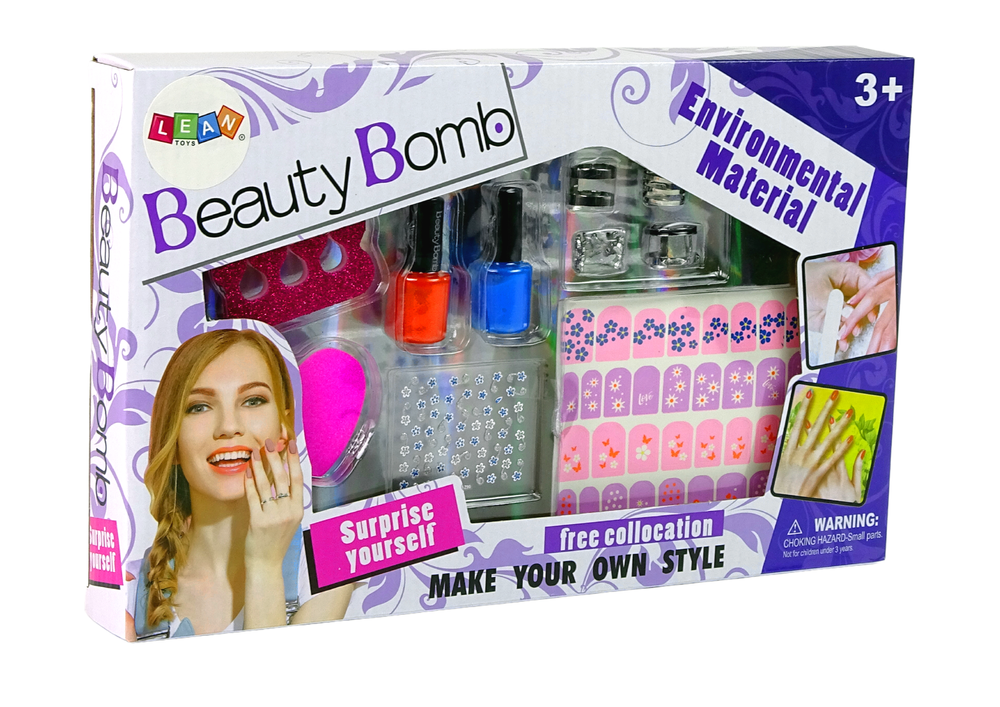 Nail Painting Set Nail Lacquers Glitter Stickers Rings
