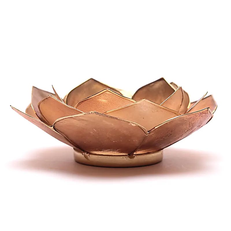Lotus Petal Atmosfærisk Lys Røget/beige Guld Trim - 13,5 Cm