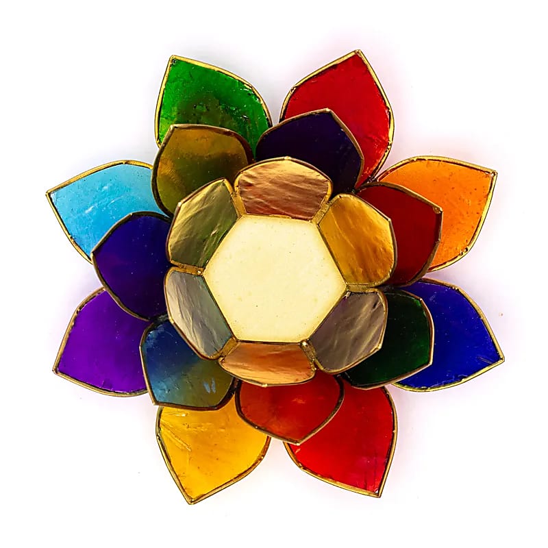 Lotus Atmosferisch Licht 7 Chakra's Gouden Rand - 13,5 Cm