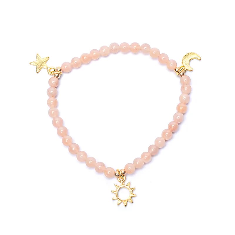 Brățară Sunstone elastică cu stea/lună/soare --pachet 2 buc - 4mm