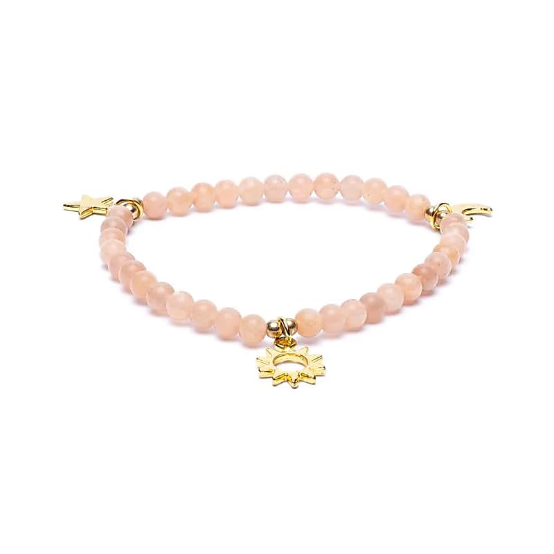 Brățară Sunstone elastică cu stea/lună/soare --pachet 2 buc - 4mm