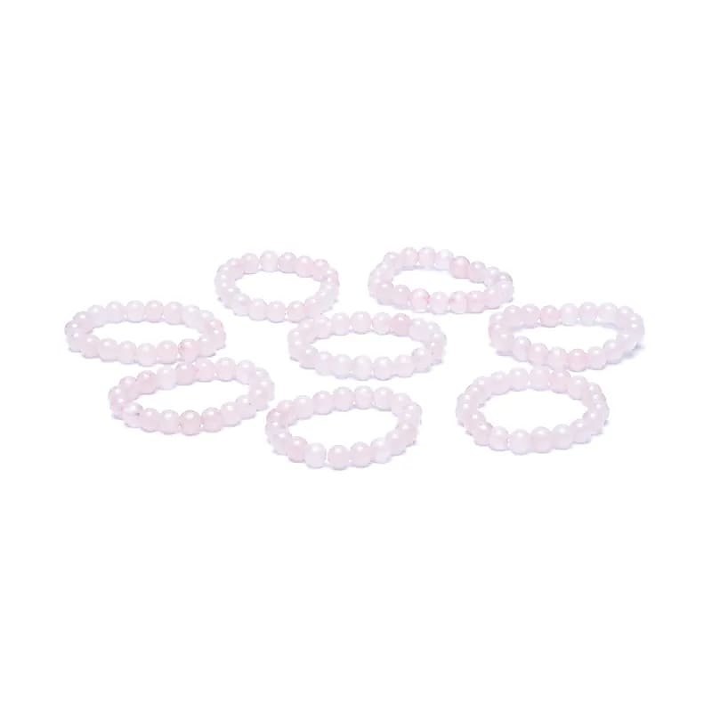 Ring Rose Quartz Elastic --package Of 8 Pcs - 3mm