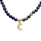 Nastaviteľný náhrdelník Lapis lazuli s príveskom mesiac -- sada 2 ks - ±37 cm