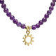 Collar ajustable de amatista con colgante de sol - ±37 cm