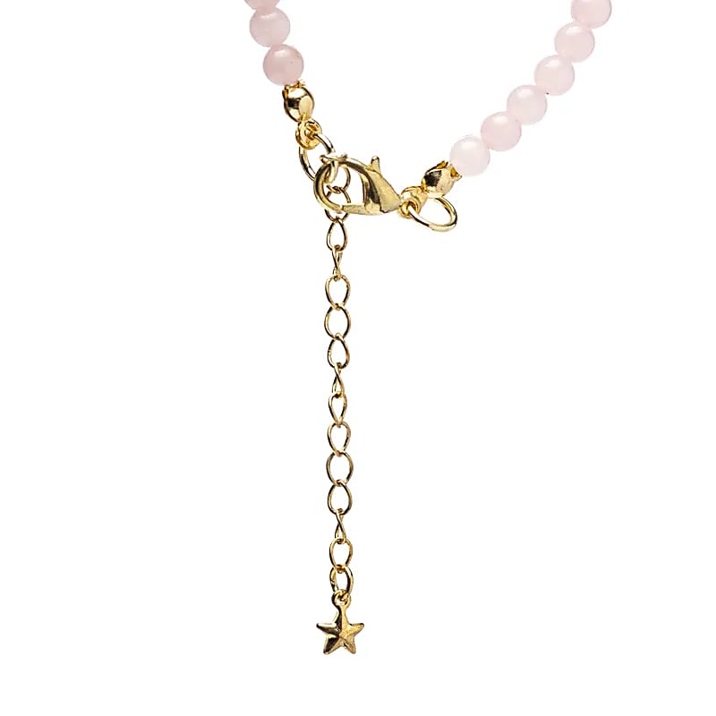 Collier Ajustable Quartz Rose Avec Pendentif Étoile --lot De 2 Pcs - ±37 Cm
