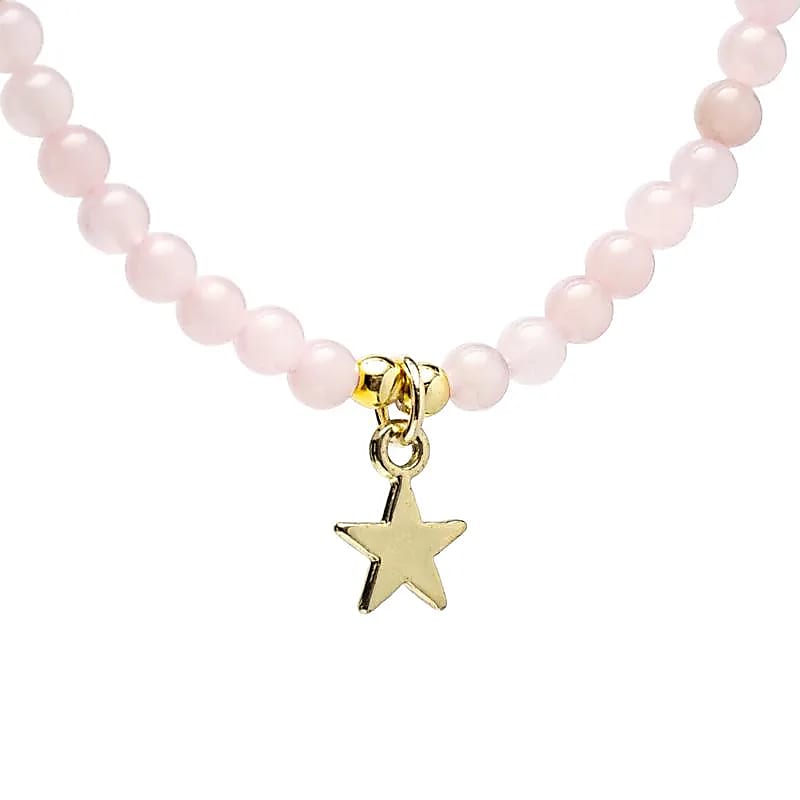 Collier Ajustable Quartz Rose Avec Pendentif Étoile --lot De 2 Pcs - ±37 Cm