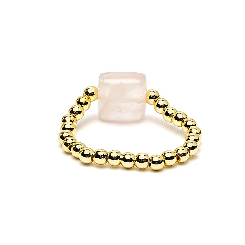 Elastisk Ring Facetteret Rose Quartz --pakke A 5 Stk - ±2 Cm
