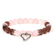 Bracelet Rose Quartz/strawberry Quartz With Heart --package Of 2 Pcs - 8 Mm