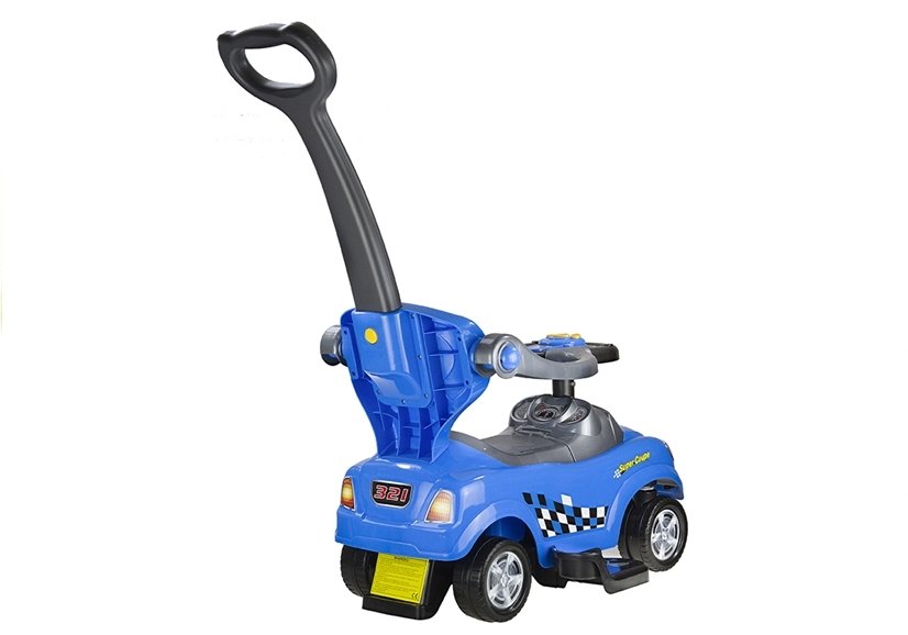Coupe Car Manual Ride On With Parent Handle - Blue