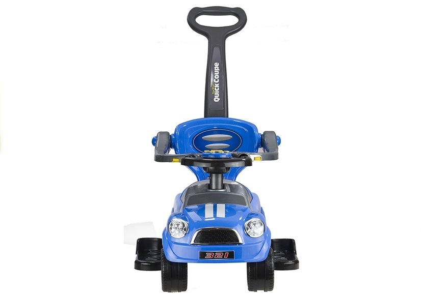 Coupe Car Manual Ride On With Parent Handle - Blue