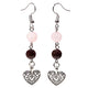 Earrings Garnet/rose Quartz With Heart --package Of 5 Pcs - 8mm