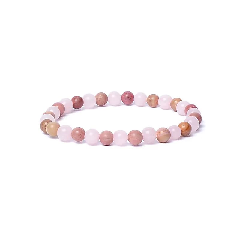 Bratara Rose Quartz/ Thulite Aa Quality Elastic --set De 2 Buc - 0,6 Cm
