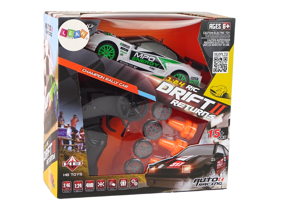 Drift Rally Car Set+ R/c Remote Control And Accessories Speeds Up To 15 Km/h
