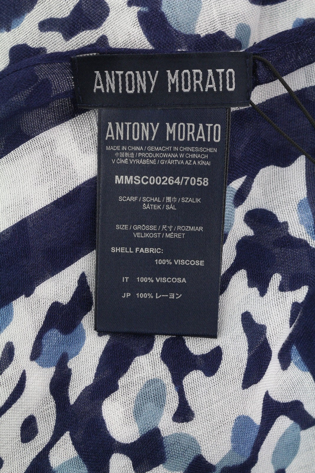 Antony Morato Damen-Schal, blau-weißes Muster, Wickeltuch, lässig, Strand