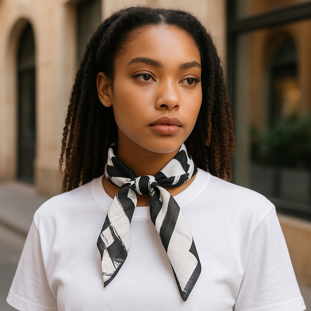 Antony Morato női sálfekete fehér pamut mintás pakolás unisex