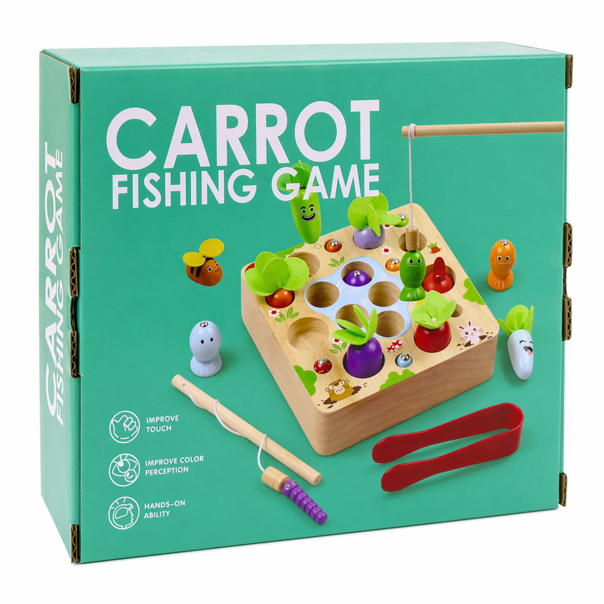 Wooden Carrots Earthworm Rod Magnet Game
