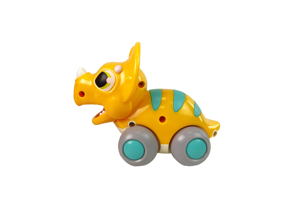 Dinosaur On Wheels Yellow Triceratops Figurine
