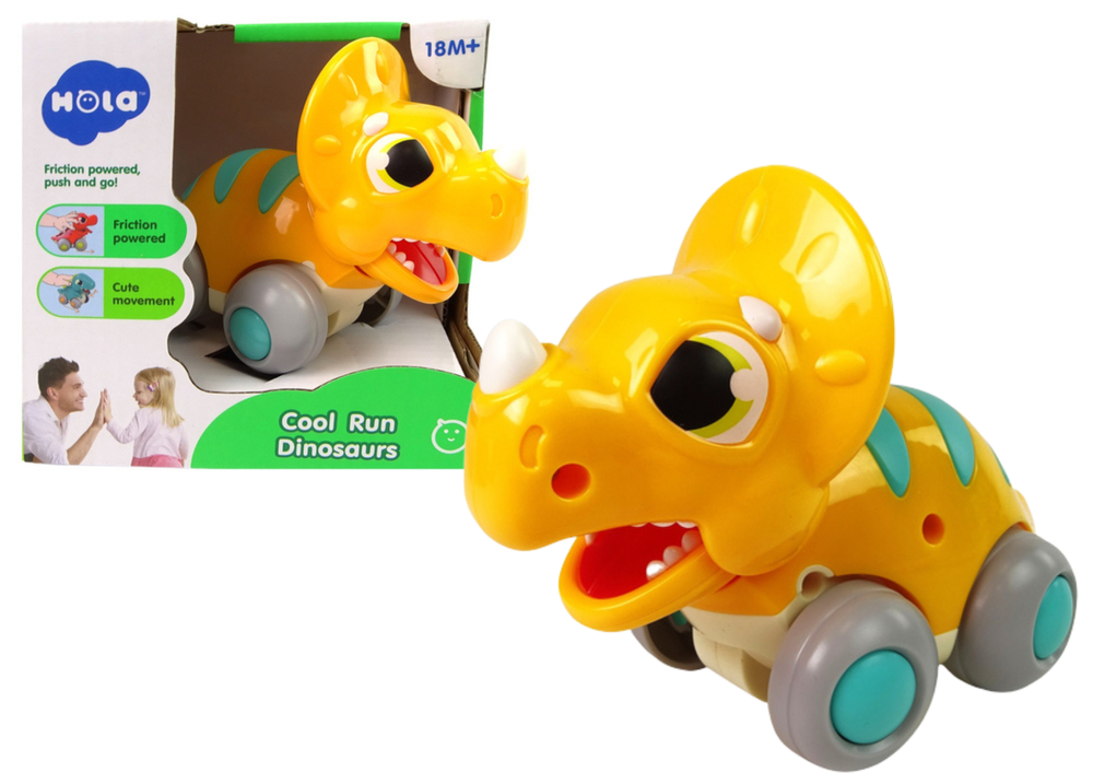 Dinosaur On Wheels Yellow Triceratops Figurine