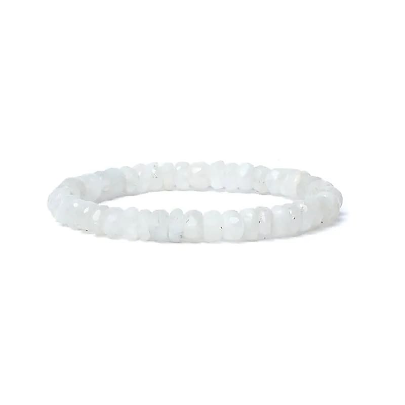 Pulsera Rainbow Moonstone Faceta Calidad Aa Elástica - 0,8 Cm