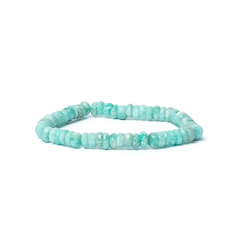 Armband Amazoniet Facet Aa Kwaliteit Elastiek -- 06 Cm - 0,6 Cm