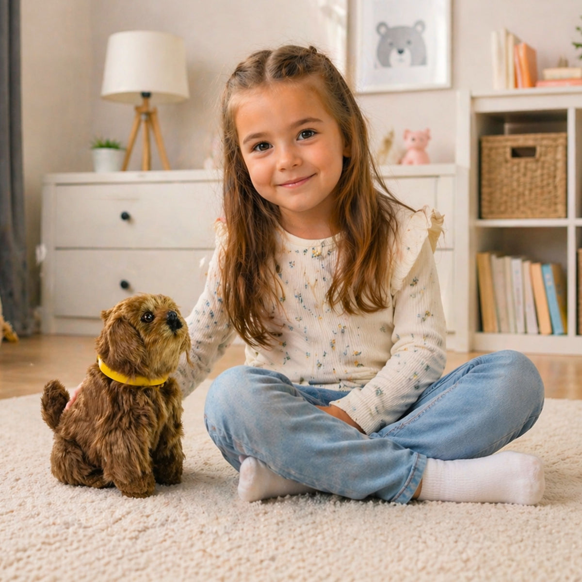 Interactive Plush Dog Soft Fur Stroke Its Head And Learn Its Functions