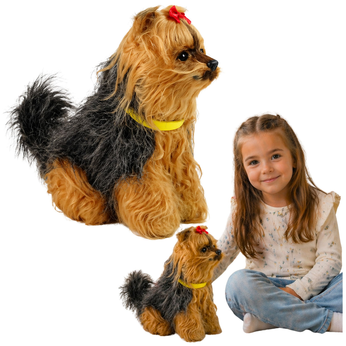 Interactive Plush Dog Soft Fur Breed Yorkshire Terrier Stroke Its Head And Learn Its Functions