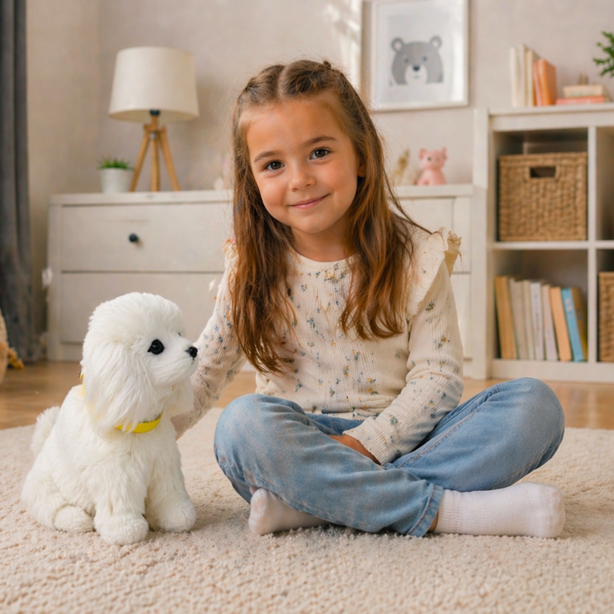 Interactive Plush Dog Soft Fur Breed Poodle Stroke Its Head And Learn Its Functions