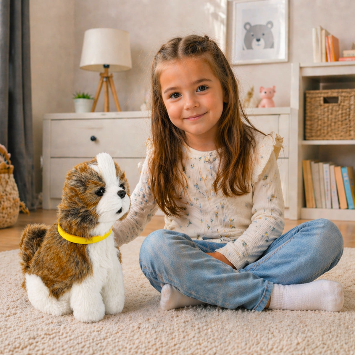 Interactive Plush Dog Soft Fur Shitzu Breed