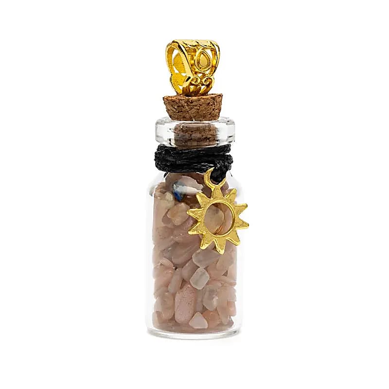 Pingente de garrafa para presente com pedra do sol e sol - pacote de 4 peças - 3,6 cm