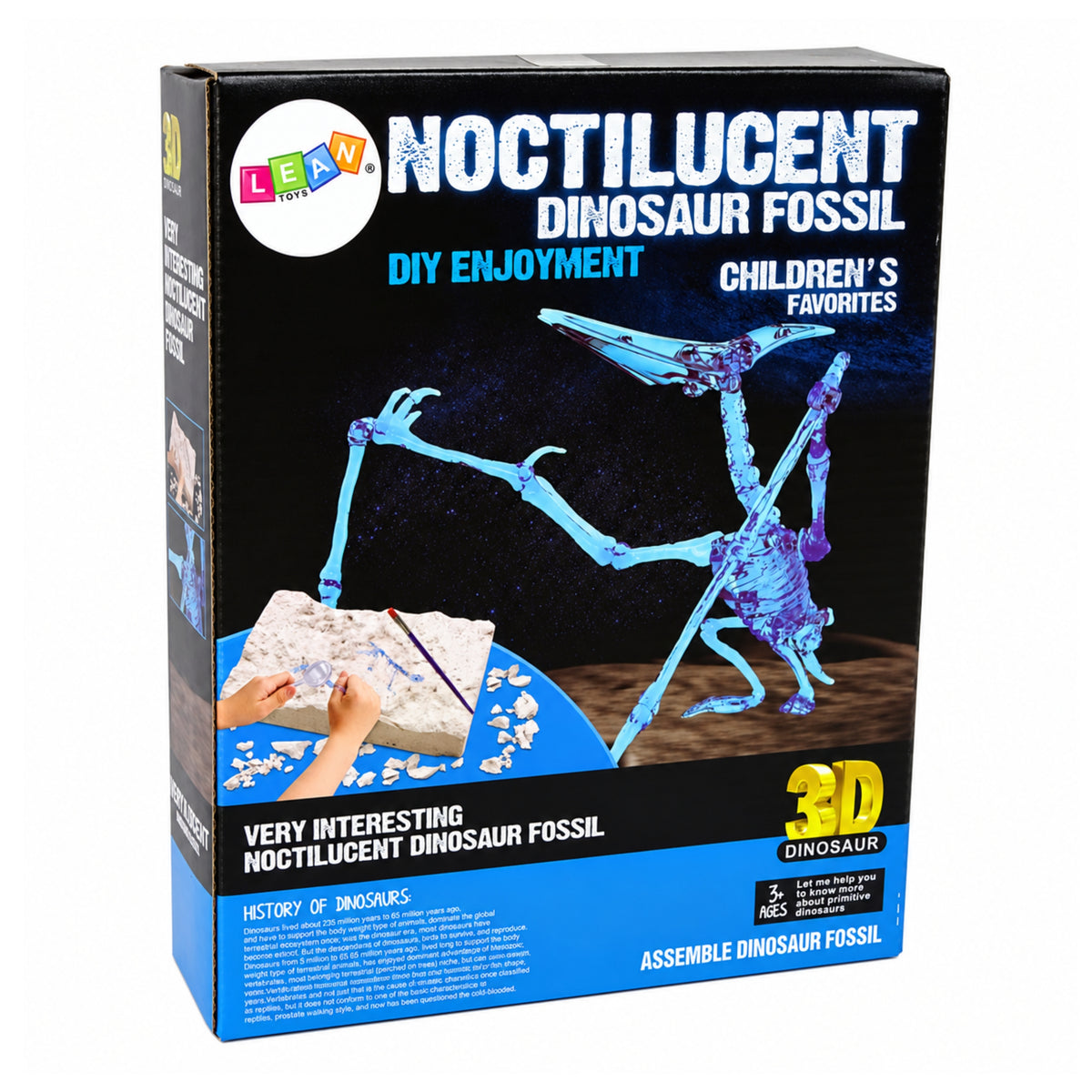 Kit de escavação de arqueologia Esqueleto de dinossauro Pteranodon holograma 3d