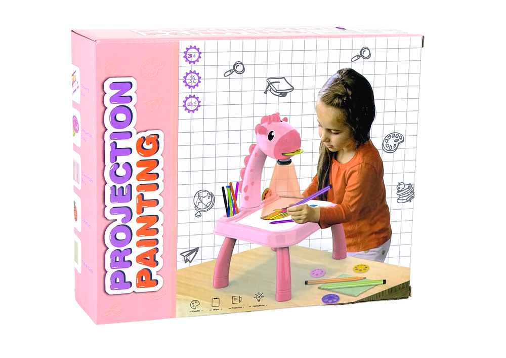 Dinosaur Table With Projector For Drawing + Accessories Colour Pink