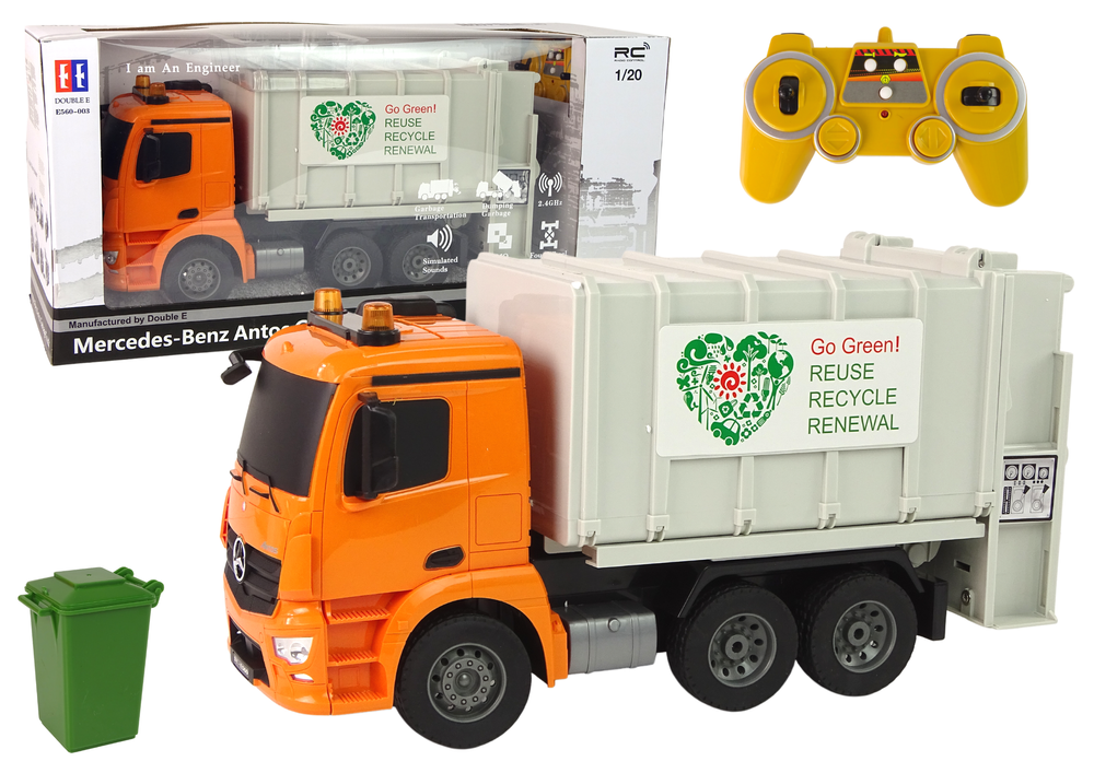 Camion della spazzatura RC Mercedes-benz Antos Orange Trash
