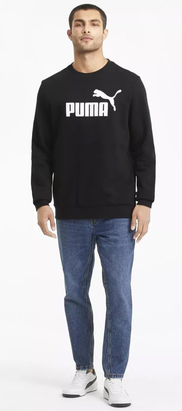 Puma Sweat-shirt Essential Big Logo Crew pour homme Noir Noir
