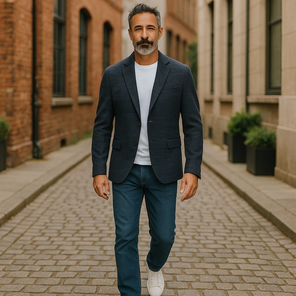 Blå bomuldsblazer