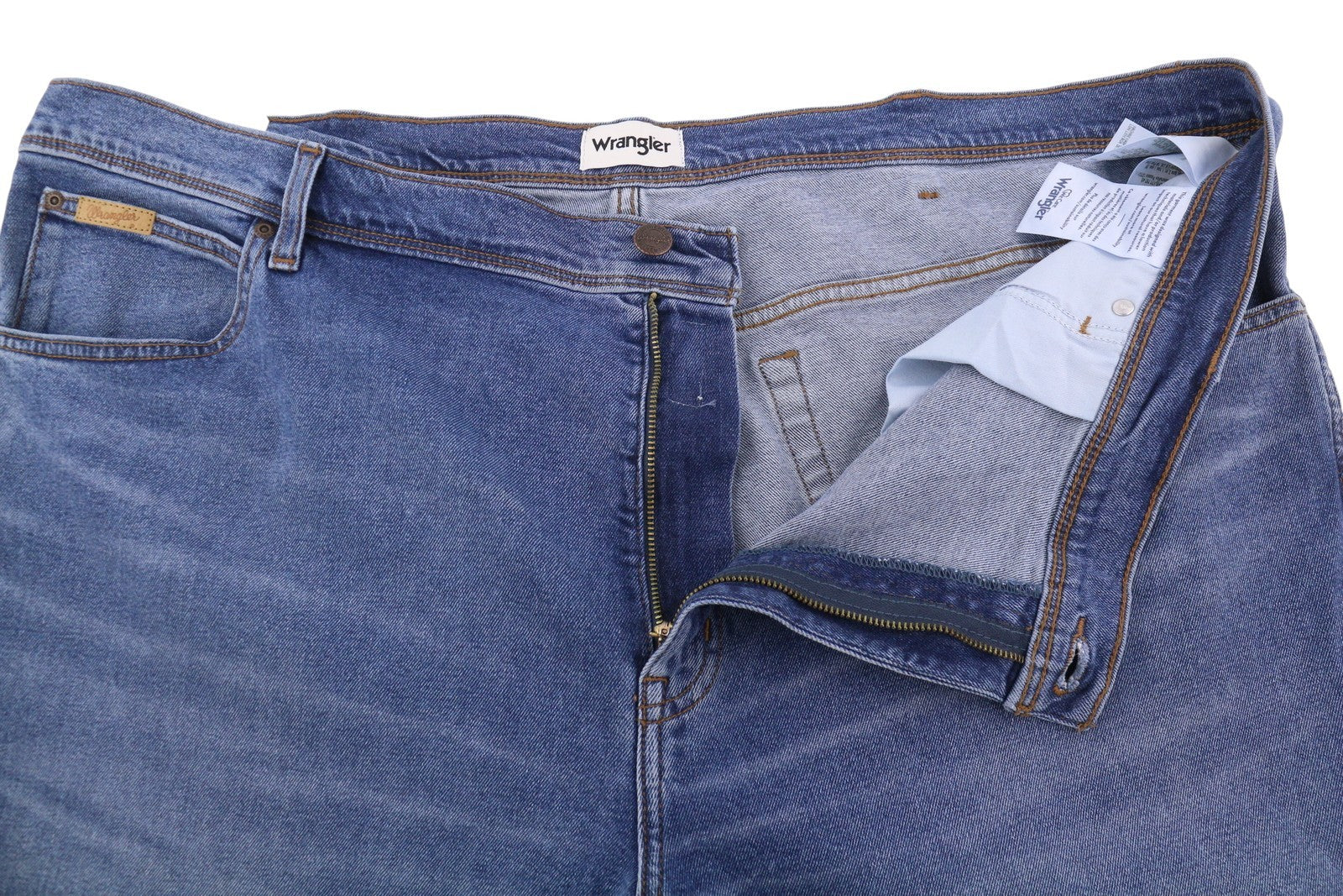 Wrangler Texas Slim 822 Men Jeansblue Whiskers Faded Zip Fly Denim