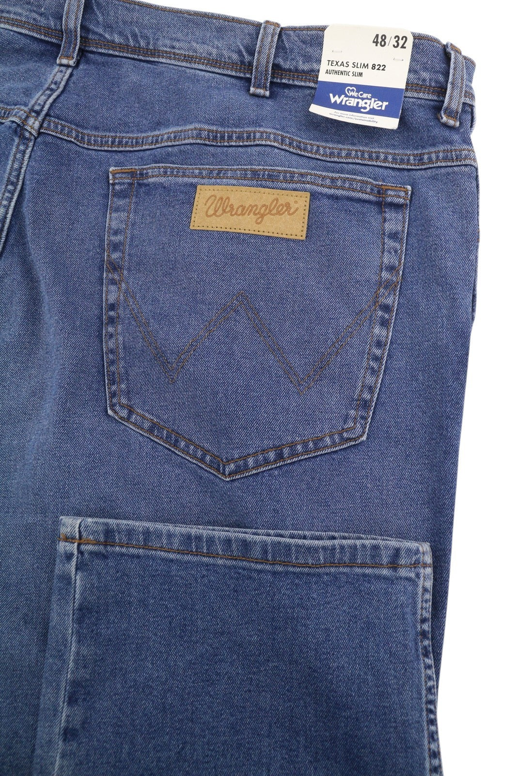 Wrangler Texas Slim 822 Men Jeansblue Whiskers Faded Zip Fly Denim