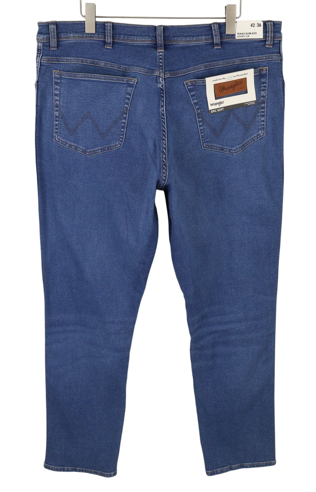 Wrangler Texas Slim 822 Men Jeansblue Whiskers Faded Zip Fly Denim