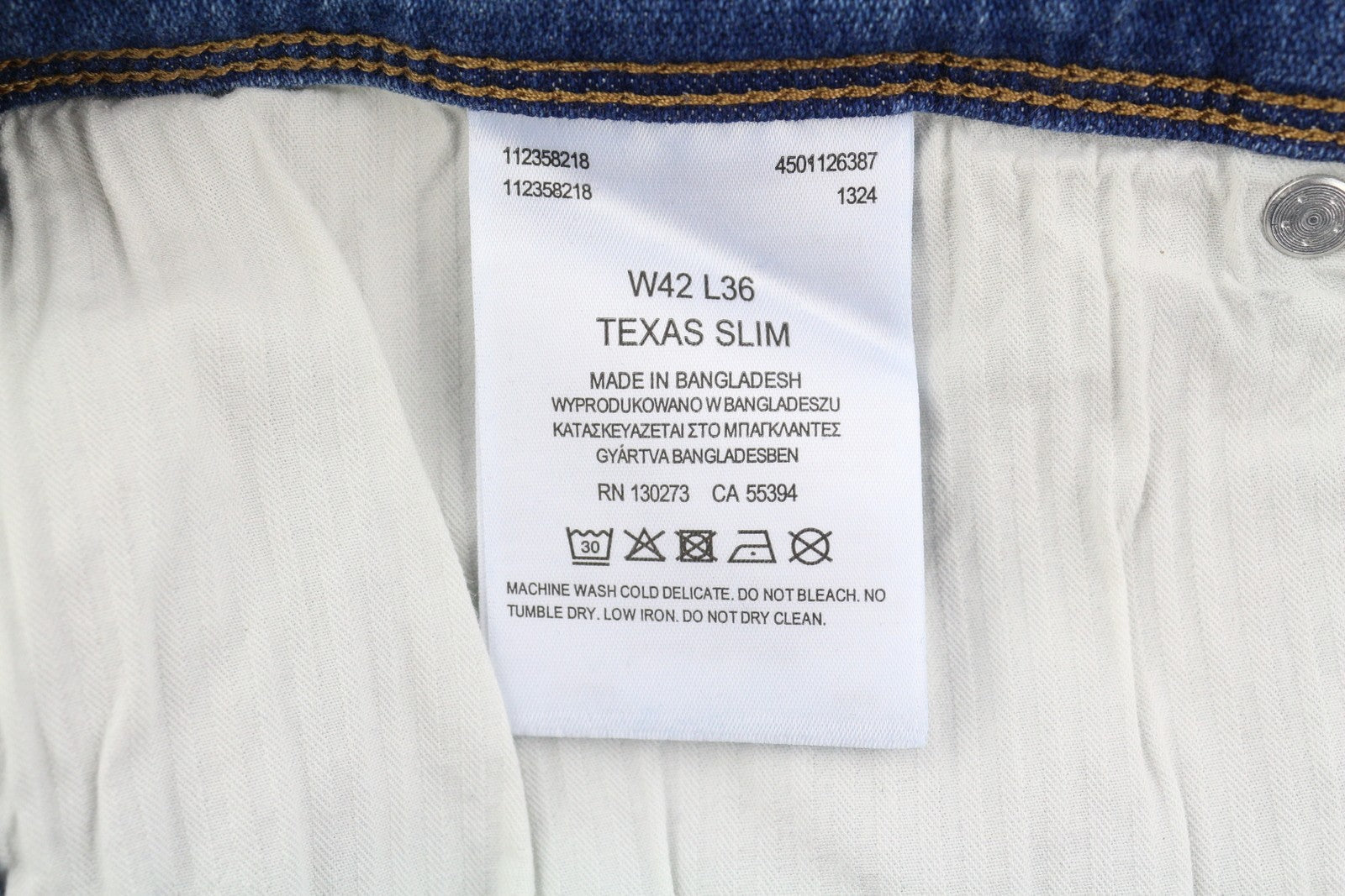 Wrangler Texas Slim 822 Heren Jeansblauw Whiskers Faded Zip Fly Denim