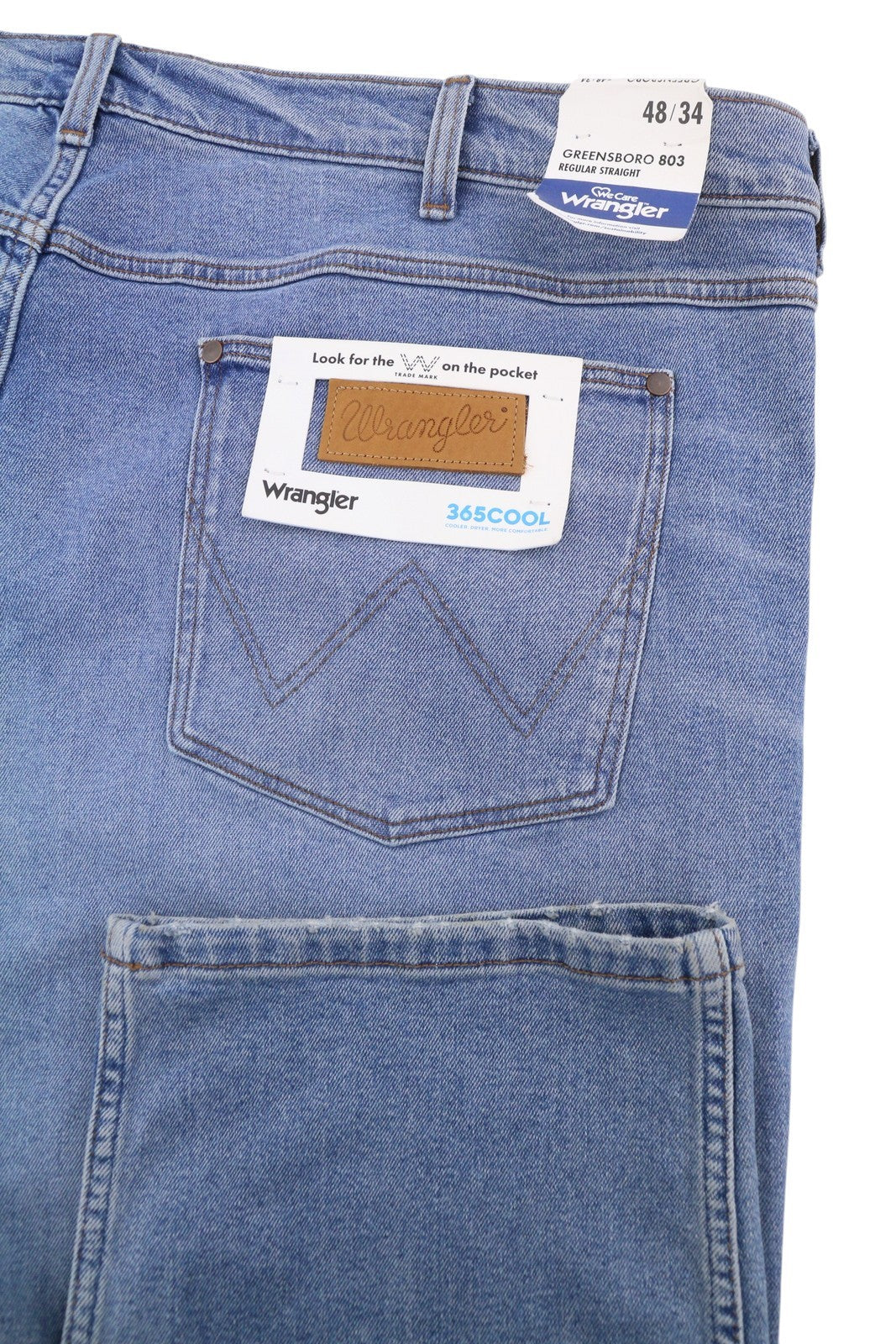 Wrangler Greensboro 803 Masculino Jeansblue Bigodes desbotados regulares retos