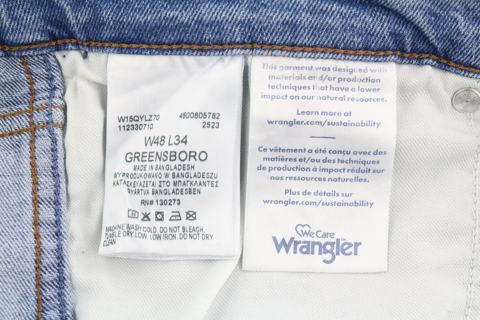 Wrangler Greensboro 803 Masculino Jeansblue Bigodes desbotados regulares retos